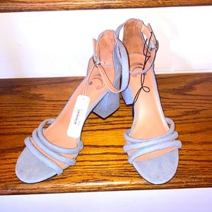 Light Blue suede chunky heels Size 10